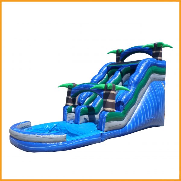 blue inflatable water slide