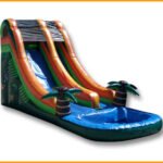 Inflatable 18′ Front Load Tropical Water Slide W072