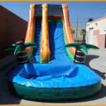 Inflatable 18′ Front Load Tropical Water Slide W072