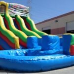 Inflatable 21′ Module Double Lane Curvy Water Slide W113