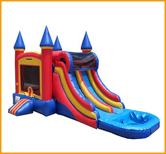 Inflatable Double Lane Wet Dry Castle Combo C128