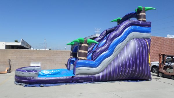 purple inflatable water slide